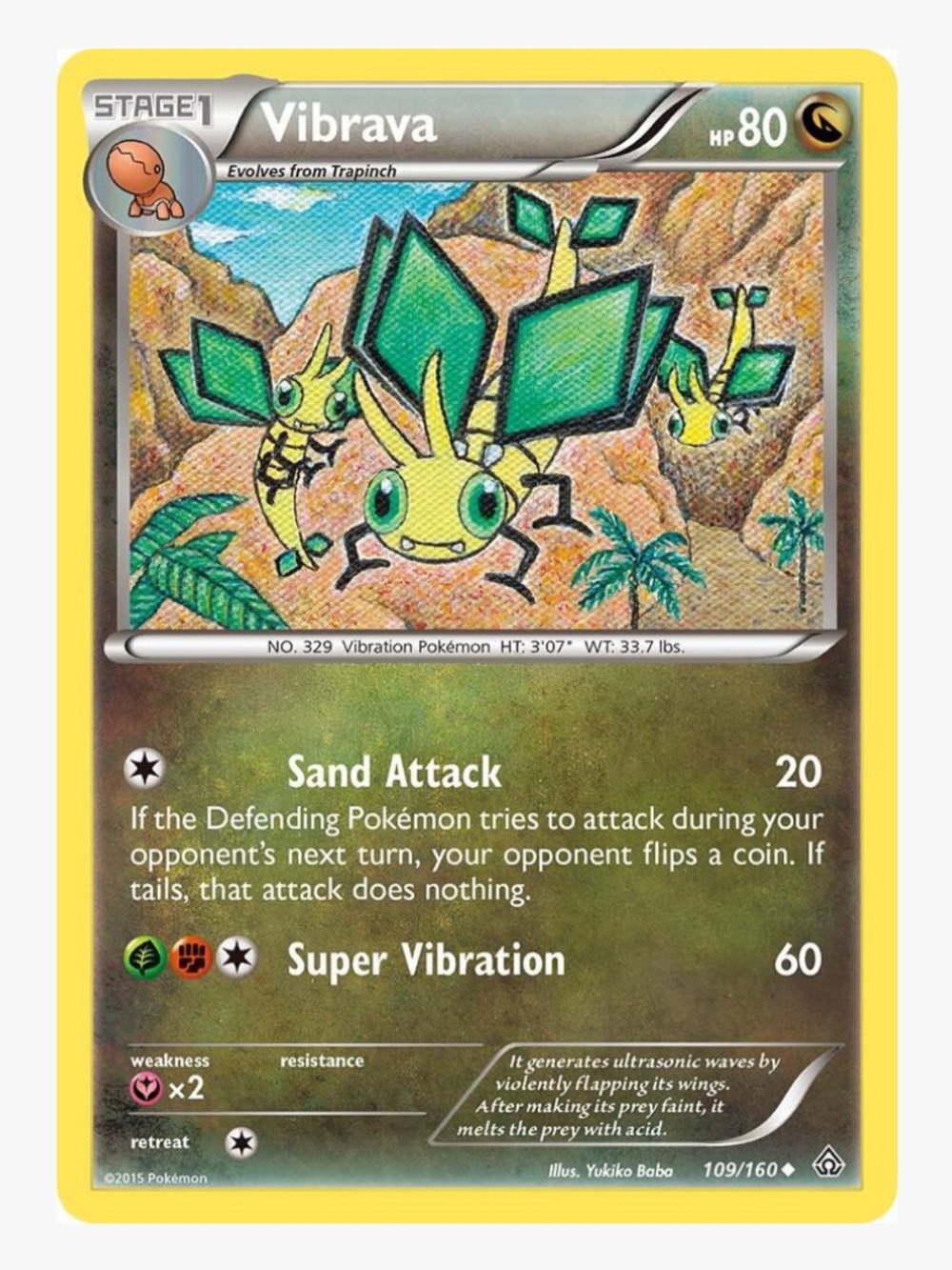 Vibrava XY Primal Clash Pokemon Trading Card